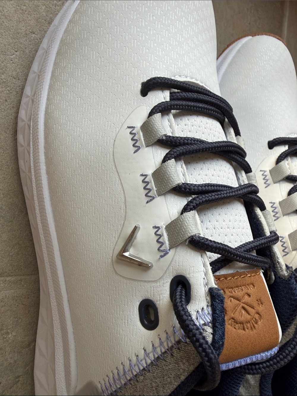 Callaway White and Navy Lightweight Golf Shoes with Tan Accents - Picture 5 of 6